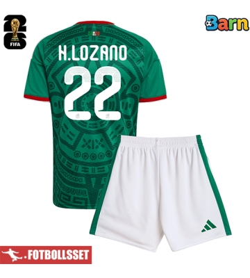 Mexiko Hirving Lozano #22 Hemmatröja Barn VM 2026 Kortärmad (+ Korta byxor)